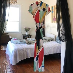 Alice + Olivia Arlen tie belt long maxi silk dress